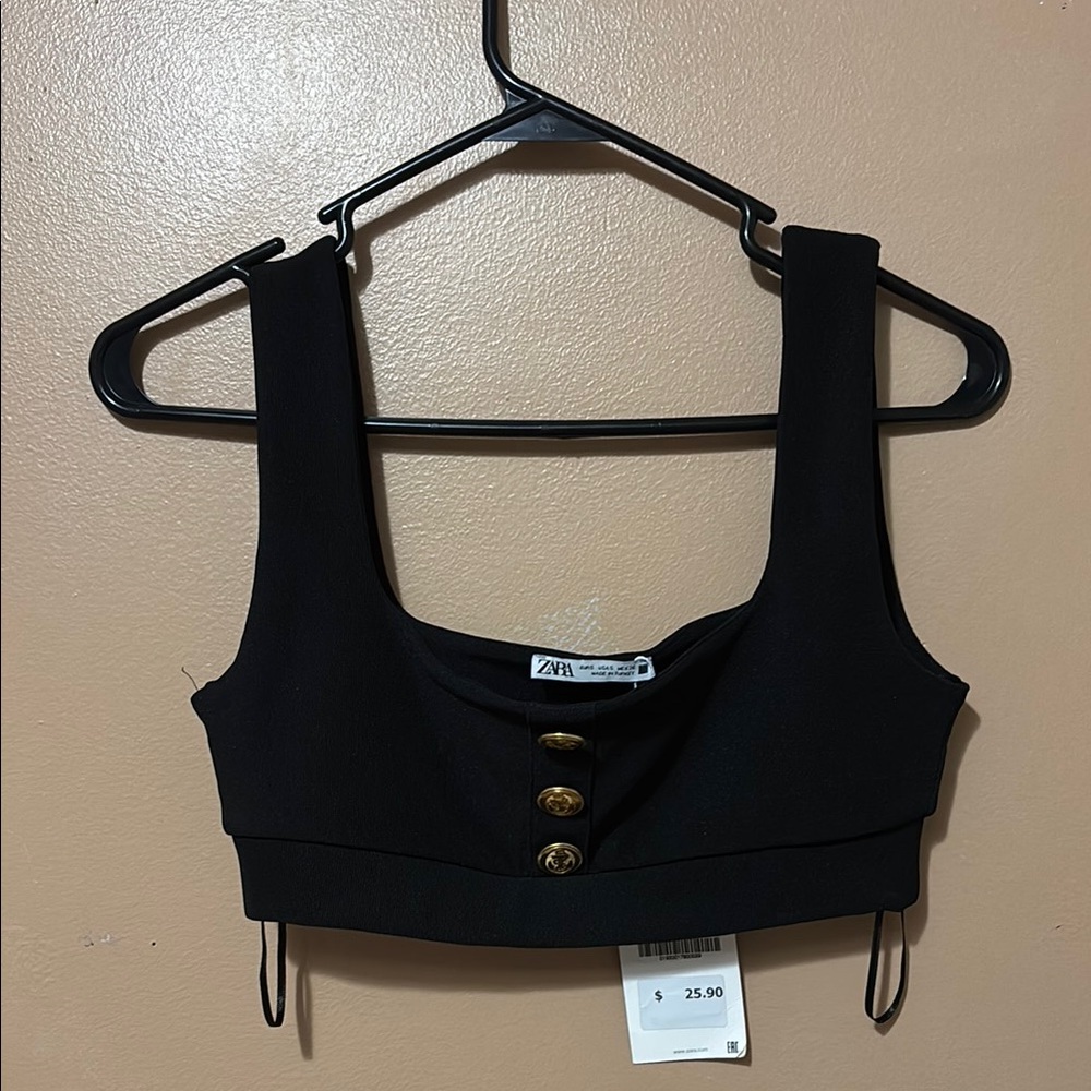 Zara Black Buttoned Women's Top